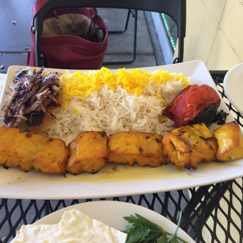 Chenjeh Morgh - Chicken kabob platter