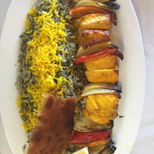 Salmon Shish Kabob - Grilled salmon with vegetables