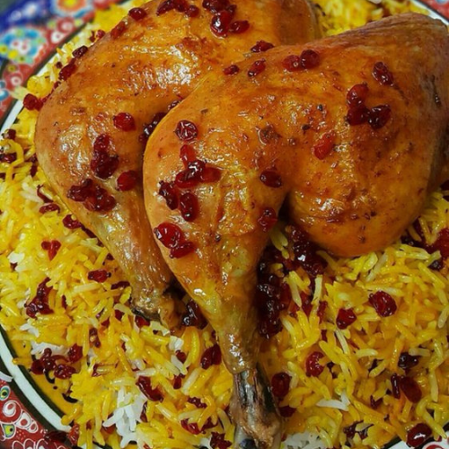 Zereshk Polo Ba Morgh - Persian Chicken with Barberry Rice